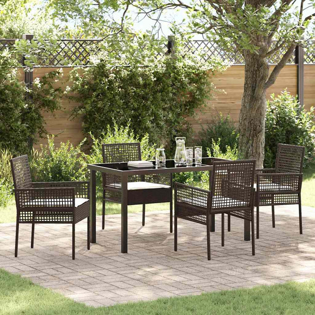 Have Spisebordssæt 5 stk. Brun polyrattan