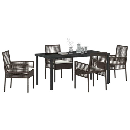 Have Spisebordssæt med pude 5 pcs Brun polyrattan