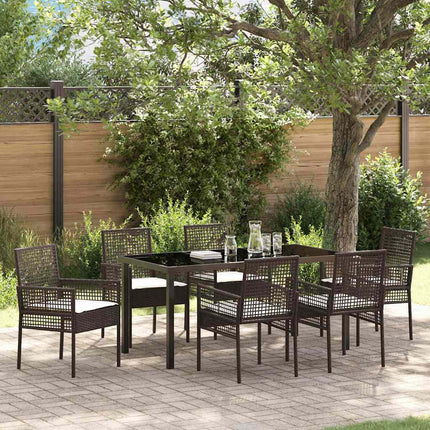 Have Spisebordssæt med pude 7 pcs Brun polyrattan