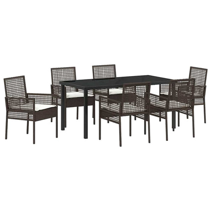 Have Spisebordssæt med pude 7 pcs Brun polyrattan