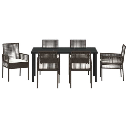 Have Spisebordssæt med pude 7 pcs Brun polyrattan