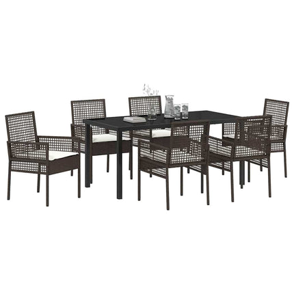 Have Spisebordssæt med pude 7 pcs Brun polyrattan