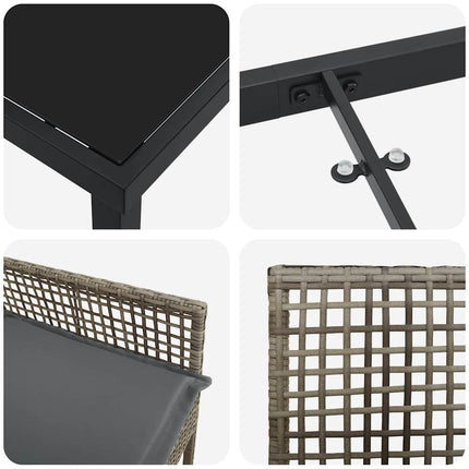 Have Spisebordssæt med pude 3 pcs Grå polyrattan