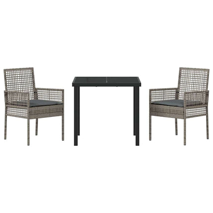 Have Spisebordssæt med pude 3 pcs Grå polyrattan