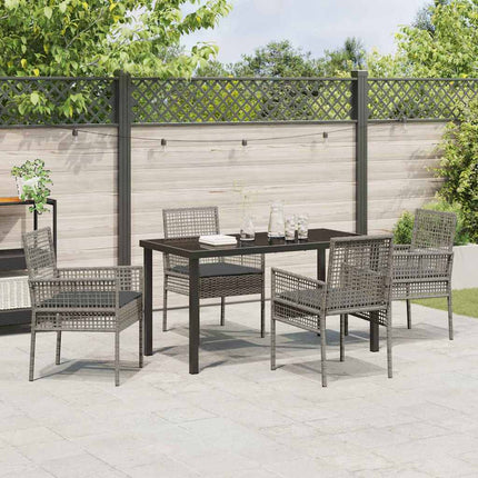 Have Spisebordssæt med pude 5 pcs Grå polyrattan