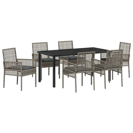 Have Spisebordssæt med pude 7 pcs Grå polyrattan