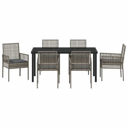 Have Spisebordssæt med pude 7 pcs Grå polyrattan