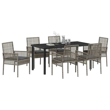 Have Spisebordssæt med pude 7 pcs Grå polyrattan