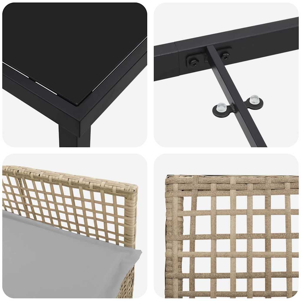 Have Spisebordssæt med pude 3 pcs Beige polyrattan