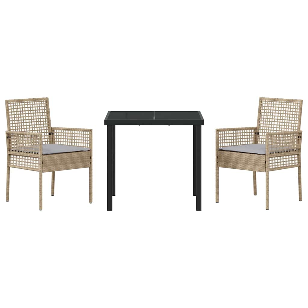 Have Spisebordssæt med pude 3 pcs Beige polyrattan