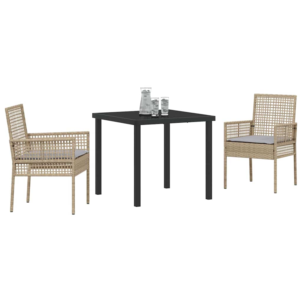 Have Spisebordssæt med pude 3 pcs Beige polyrattan