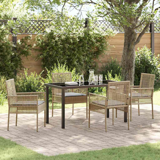 Have Spisebordssæt 5 stk. Beige polyrattan