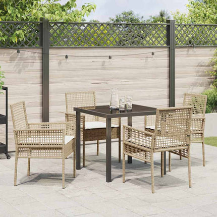 Have Spisebordssæt med pude 5 pcs Beige polyrattan