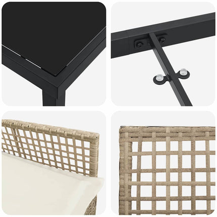 Have Spisebordssæt med pude 7 pcs Beige polyrattan