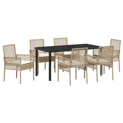 Have Spisebordssæt med pude 7 pcs Beige polyrattan