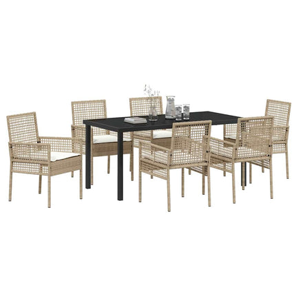 Have Spisebordssæt med pude 7 pcs Beige polyrattan
