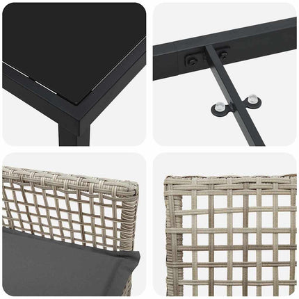 Have Spisebordssæt med pude 3 pcs Lysegrå polyrattan