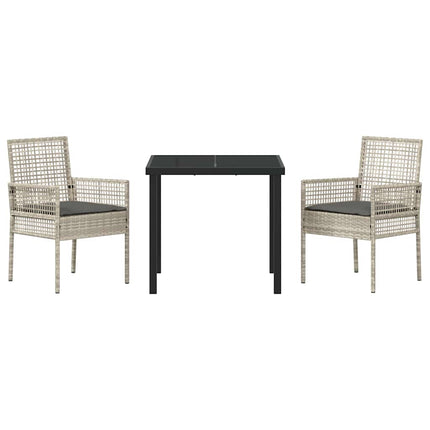 Have Spisebordssæt med pude 3 pcs Lysegrå polyrattan
