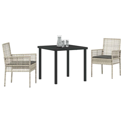 Have Spisebordssæt med pude 3 pcs Lysegrå polyrattan