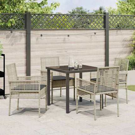 Have Spisebordssæt med pude 5 pcs Lysegrå polyrattan