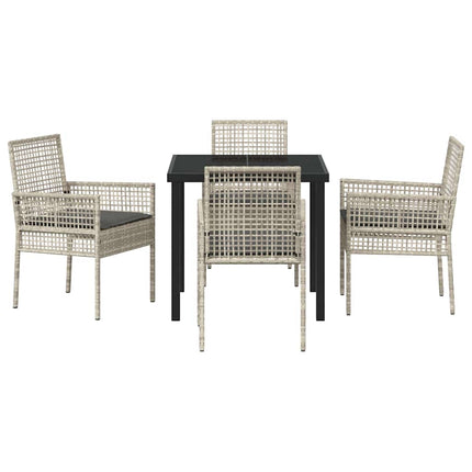Have Spisebordssæt med pude 5 pcs Lysegrå polyrattan