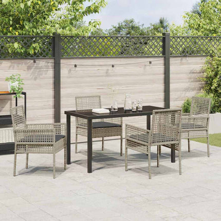 Have Spisebordssæt med pude 5 pcs Lysegrå polyrattan