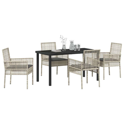 Have Spisebordssæt med pude 5 pcs Lysegrå polyrattan