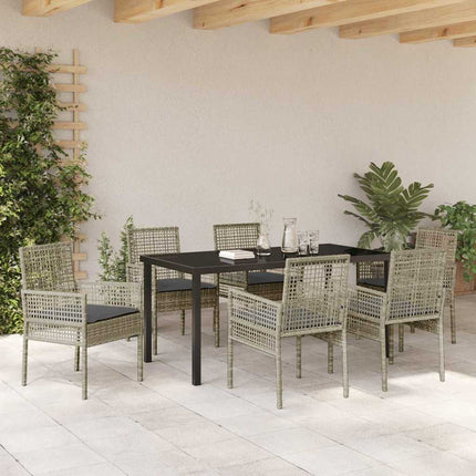 Have Spisebordssæt med pude 7 pcs Lysegrå polyrattan