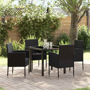 Have Spisebordssæt med pude 5 pcs Sort polyrattan