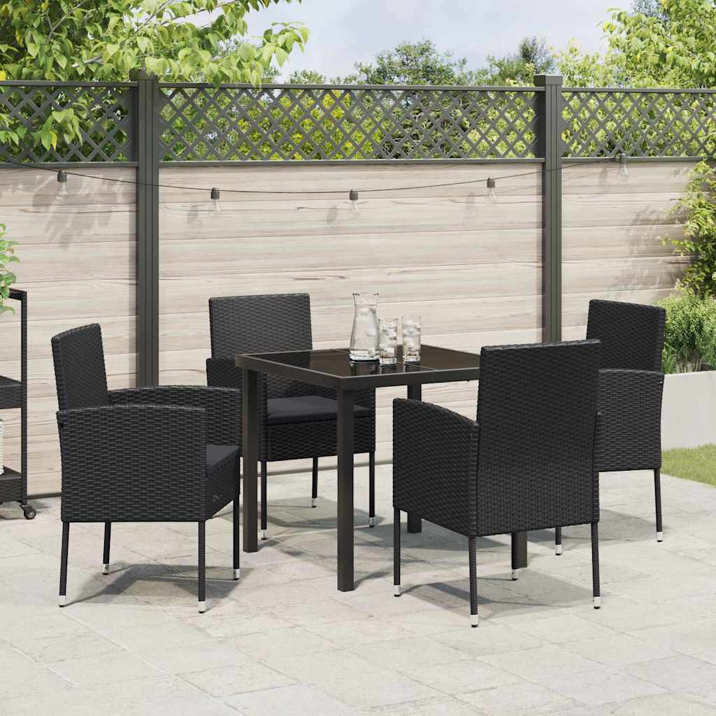 Have Spisebordssæt med pude 5 pcs Sort polyrattan