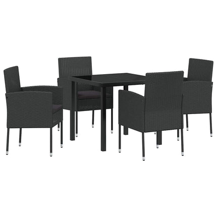 Have Spisebordssæt med pude 5 pcs Sort polyrattan