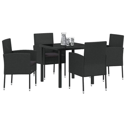 Have Spisebordssæt med pude 5 pcs Sort polyrattan