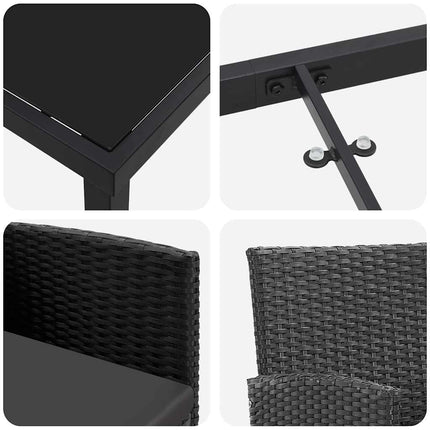 Have Spisebordssæt med pude 5 pcs Sort polyrattan