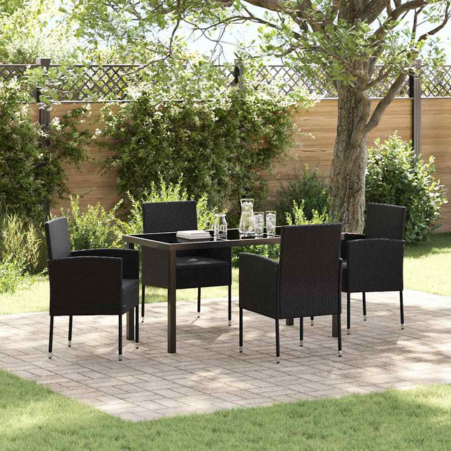 Have Spisebordssæt 5 stk. Sort polyrattan