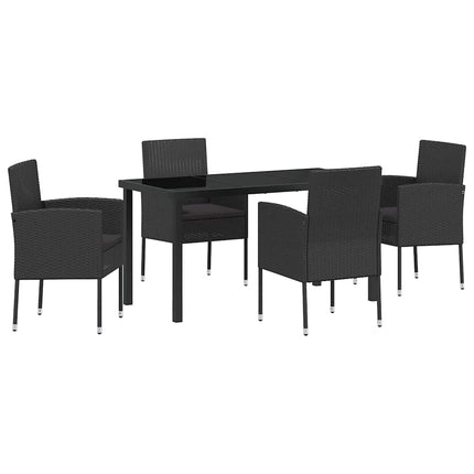 Have Spisebordssæt med pude 5 pcs Sort polyrattan