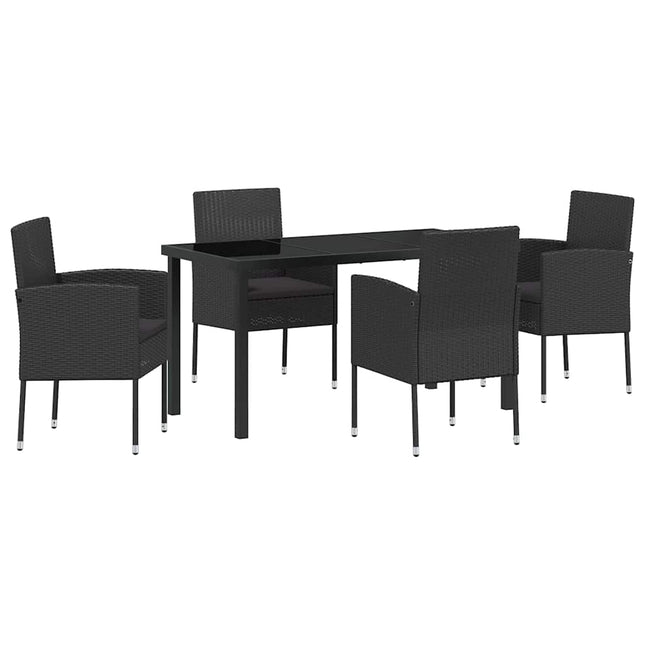 Have Spisebordssæt 5 stk. Sort polyrattan