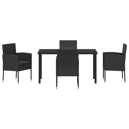 Have Spisebordssæt med pude 5 pcs Sort polyrattan