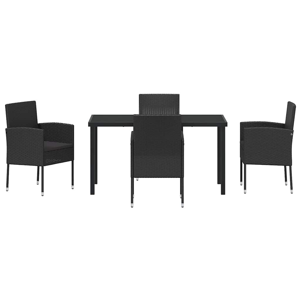 Have Spisebordssæt med pude 5 pcs Sort polyrattan