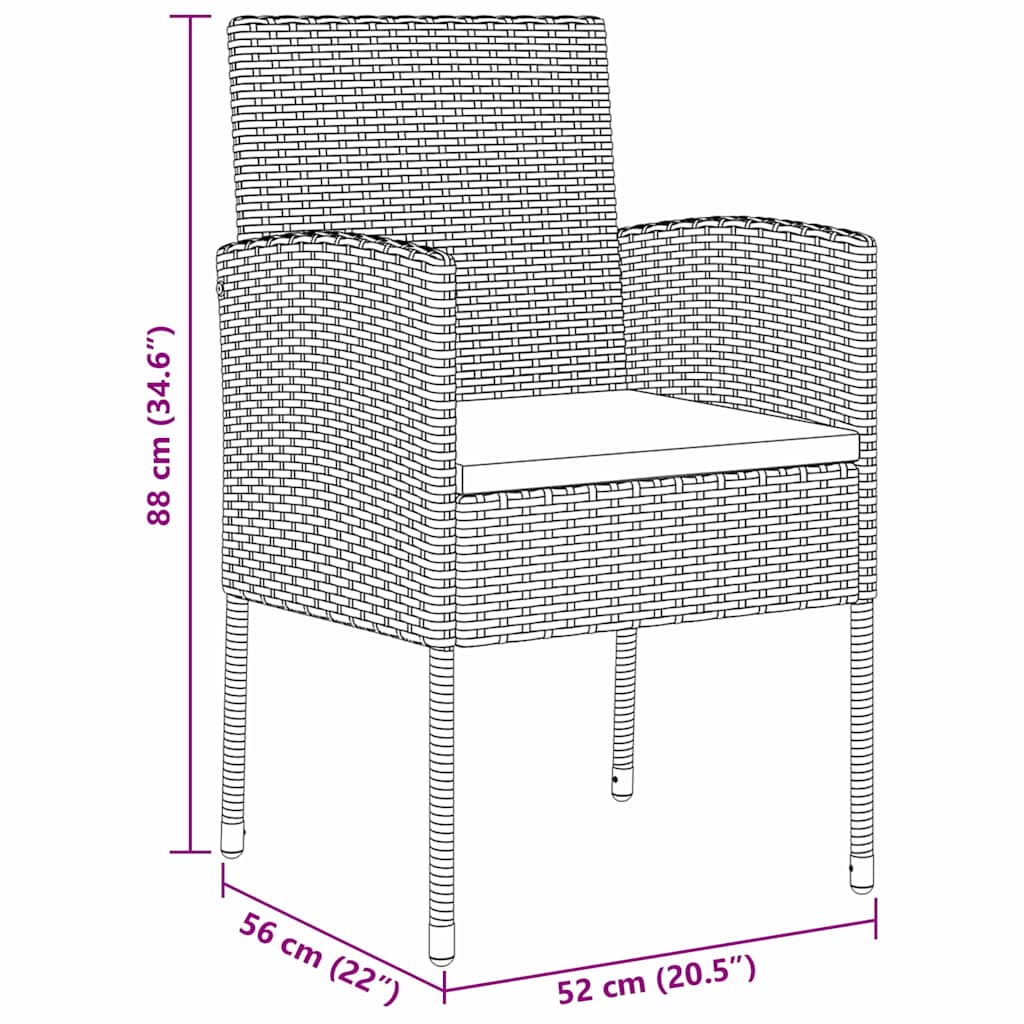 Have Spisebordssæt med pude 5 pcs Sort polyrattan