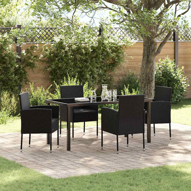 Have Spisebordssæt 5 stk. Sort polyrattan