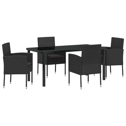 Have Spisebordssæt med pude 5 pcs Sort polyrattan