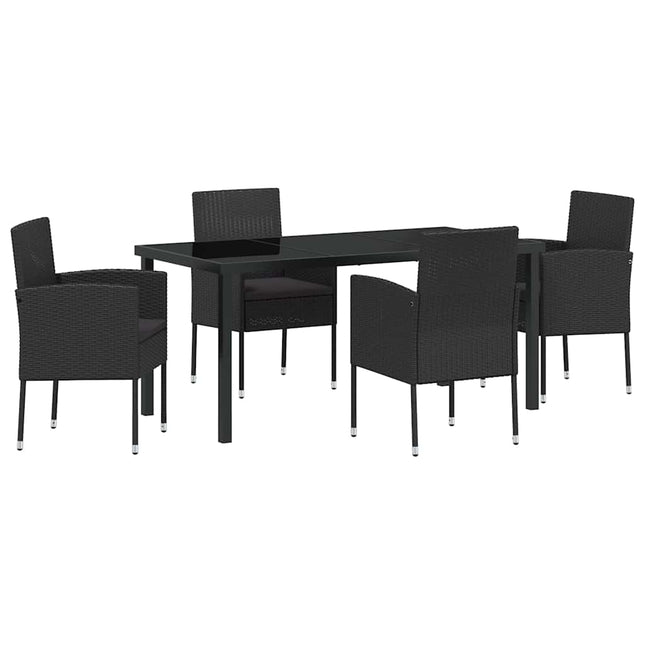 Have Spisebordssæt 5 stk. Sort polyrattan