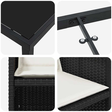 Have Spisebordssæt med pude 5 pcs Sort polyrattan