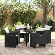 Have Spisebordssæt med pude 5 pcs Sort polyrattan