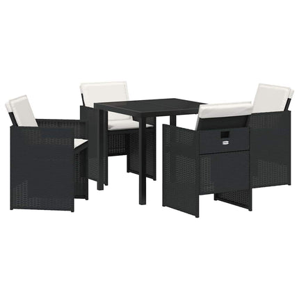Have Spisebordssæt med pude 5 pcs Sort polyrattan