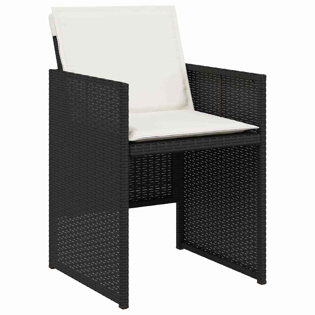 Have Spisebordssæt med pude 5 pcs Sort polyrattan