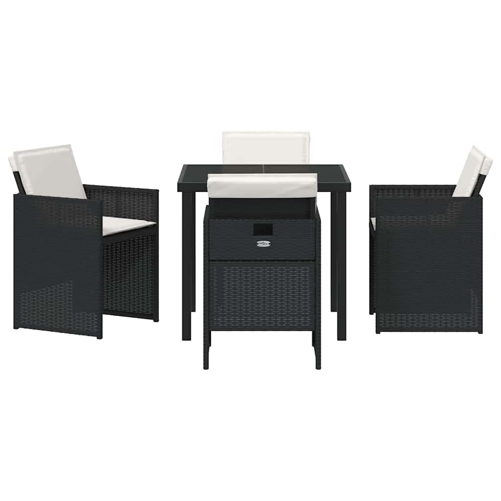 Have Spisebordssæt med pude 5 pcs Sort polyrattan