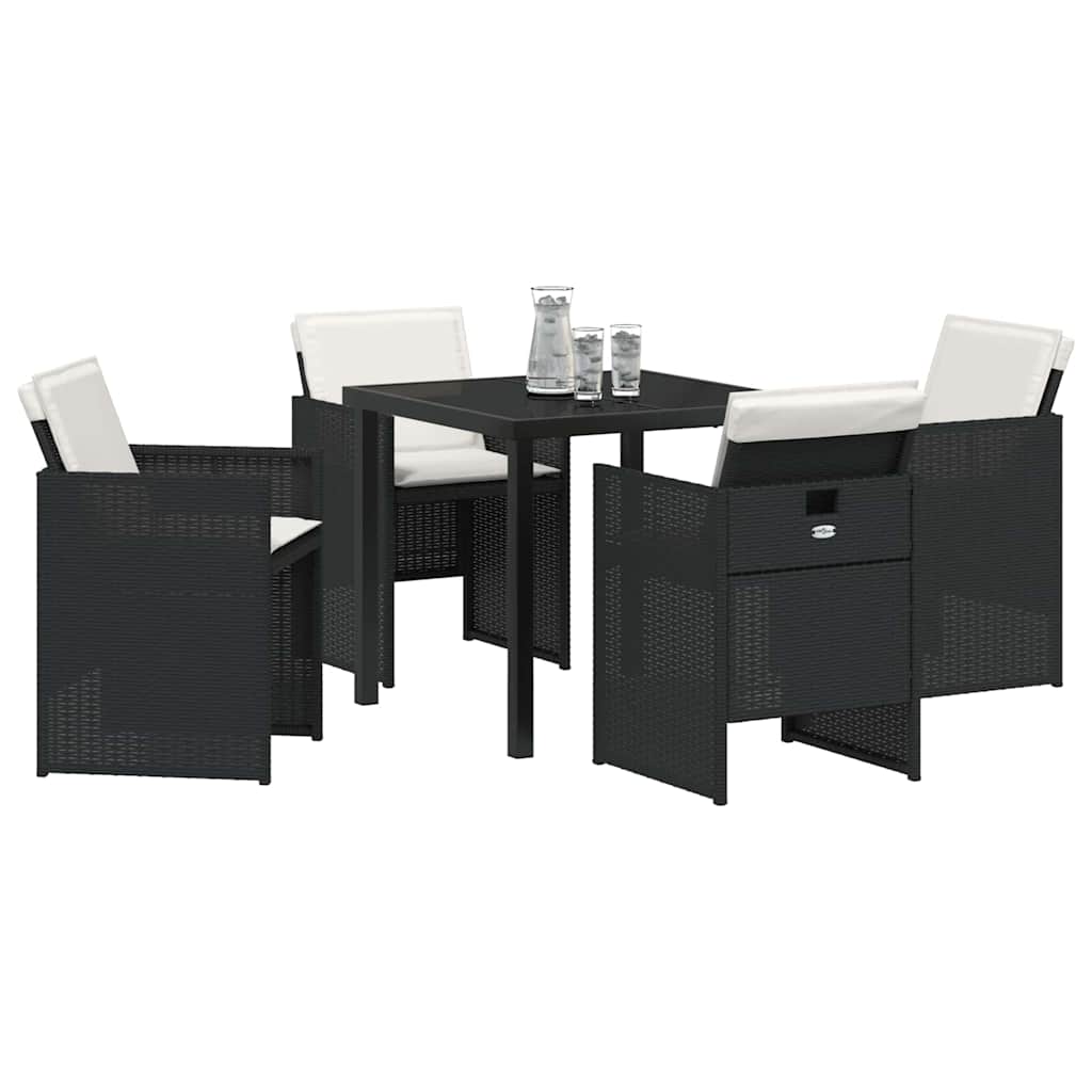 Have Spisebordssæt med pude 5 pcs Sort polyrattan