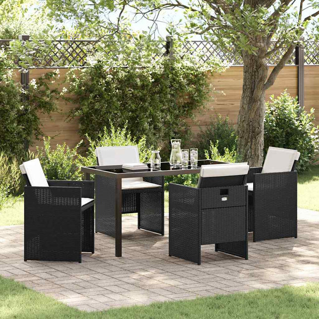 Have Spisebordssæt 5 stk. Sort polyrattan