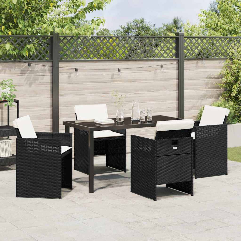 Have Spisebordssæt med pude 5 pcs Sort polyrattan